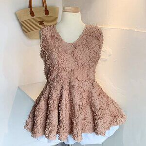 Dusty Rose Textured Peplum Top 🌸